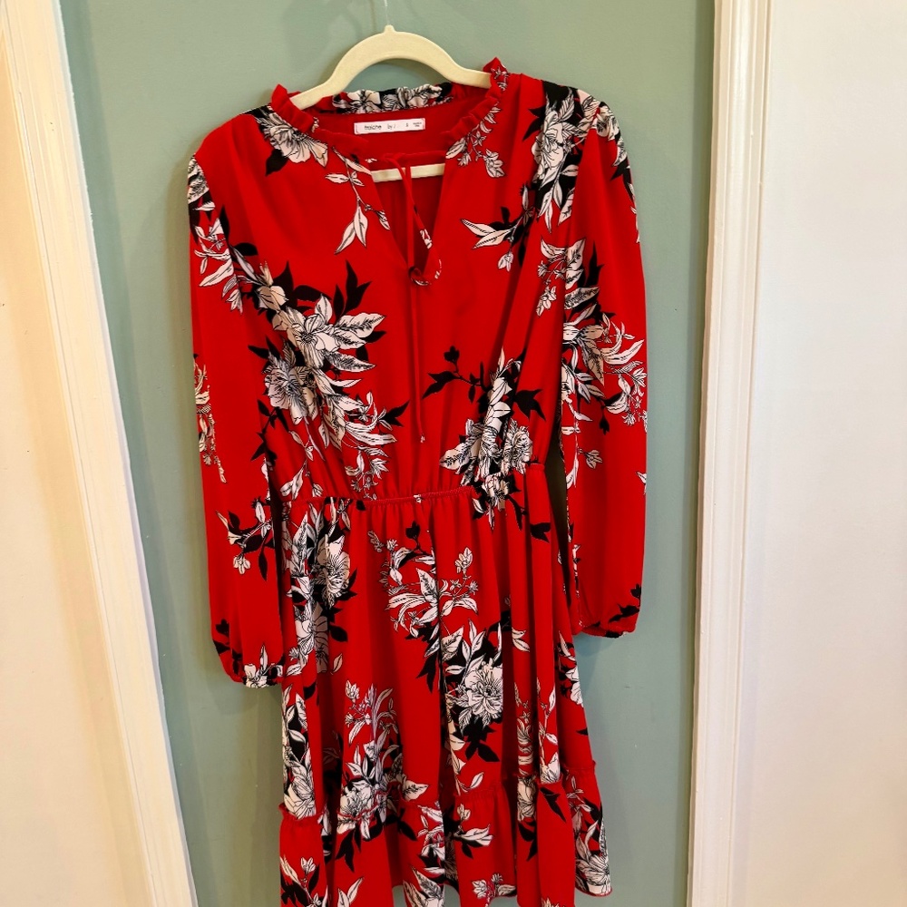 Red printed dress